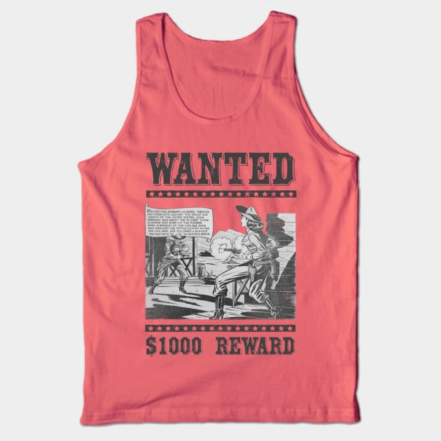 Wild West Retro Cowgirl Comic Book Wanted Poster Tank Top by kolakiss